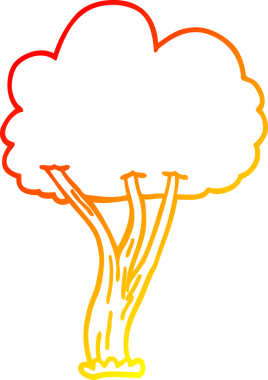 Bir insan tarafından çizilmiş karikatür ağacının sıcak çizgi çizimi