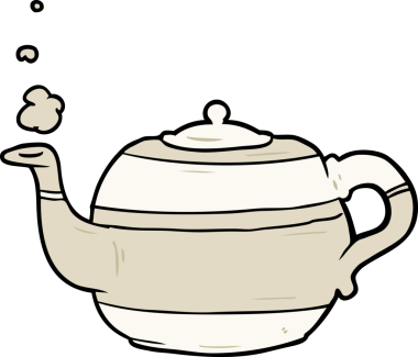 Bir insan tarafından çizilmiş çay demliği.