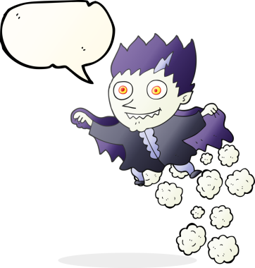 Bir insan tarafından çizilmiş serbest konuşma balonu karikatürü vampiri.