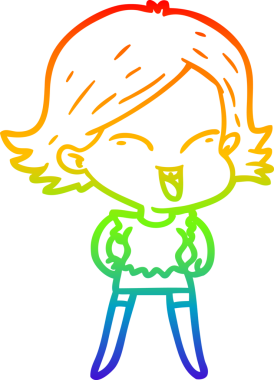 gökkuşağı gradyan çizimi mutlu bir çizgi film kızı bir insan tarafından çizildi