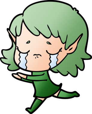 Bir insan tarafından çizilmiş ağlayan elf kızı.