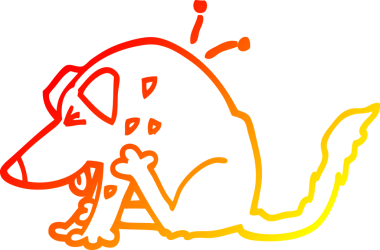 Bir insan tarafından çizilen çizgi film köpeğinin sıcak çizgi çizimi