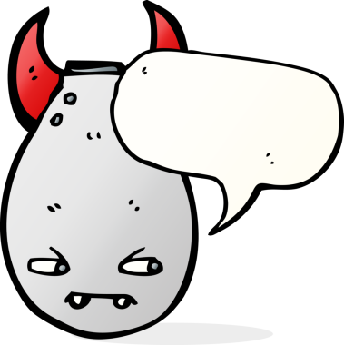 Bir insan tarafından çizilmiş konuşma balonlu çizgi film bombası.