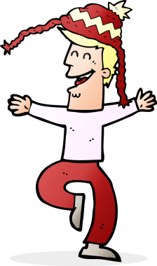 Bir insan tarafından çizilmiş kış şapkası takan çizgi film adamı.