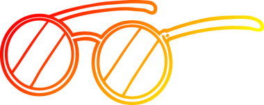 Bir insan tarafından çizilmiş bir çizgi film gözlüğünün sıcak gradyan çizimi