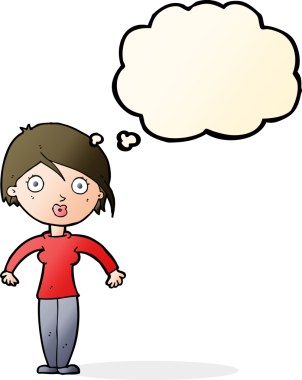 Bir insan tarafından çizilmiş düşünce balonlu bir karikatür.