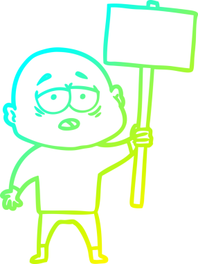 Bir insan tarafından çizilmiş, yorgun, kel bir adamın çizdiği soğuk çizgi.