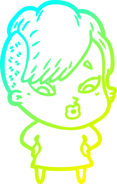 Bir karikatür çizimi, bir insan tarafından çizilmiş bir kızı şaşırttı.