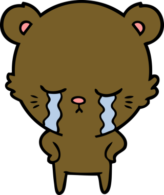 Bir insan tarafından çizilmiş ağlayan çizgi film ayısı.