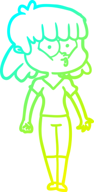 Bir insan tarafından çizilen ıslık çalan bir kızın soğuk gradyan çizgisi.