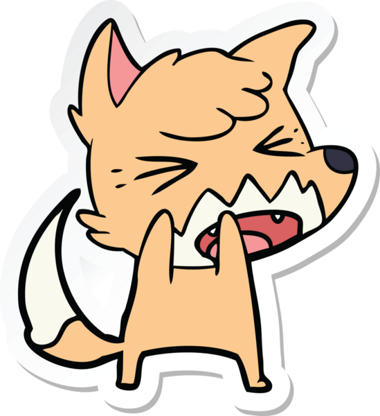 Bir insan tarafından çizilmiş kızgın bir tilkinin çıkartması.