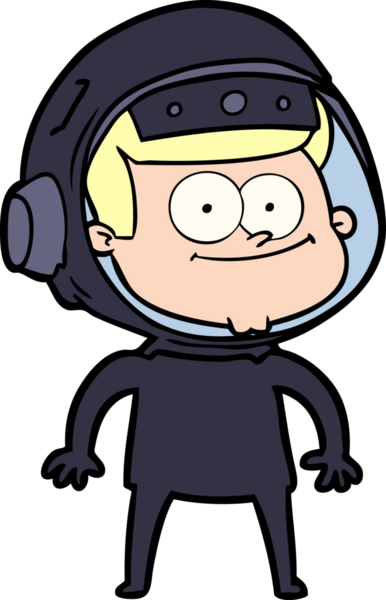 Bir insan tarafından çizilmiş mutlu astronot çizgi filmi.