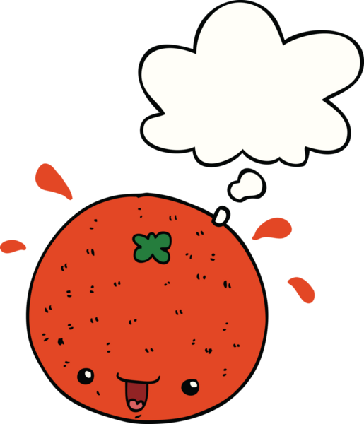 Düşünce baloncuğu insan tarafından çizilmiş turuncu çizgi film.