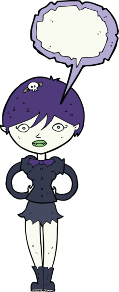 Bir insan tarafından çizilmiş konuşma balonu olan güzel vampir kız.