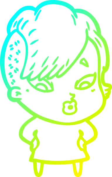 Bir karikatür çizimi, bir insan tarafından çizilmiş bir kızı şaşırttı.