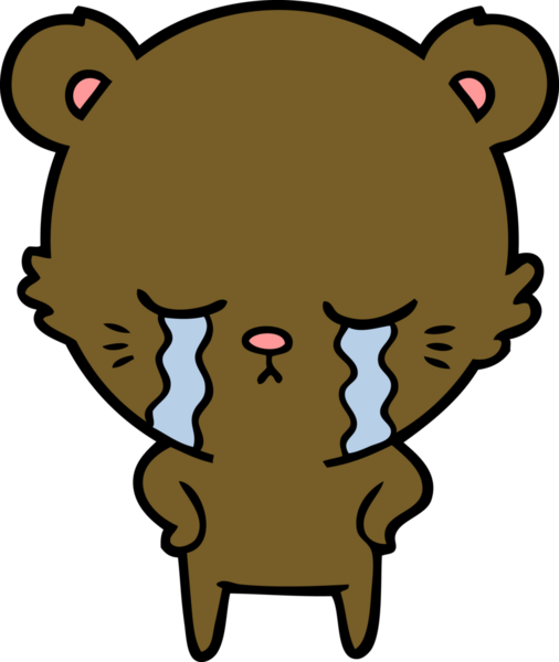 Bir insan tarafından çizilmiş ağlayan çizgi film ayısı.