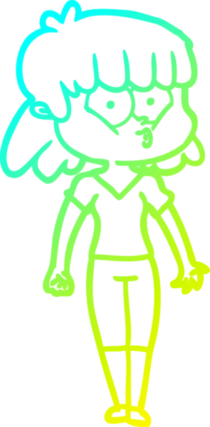 Bir insan tarafından çizilen ıslık çalan bir kızın soğuk gradyan çizgisi.