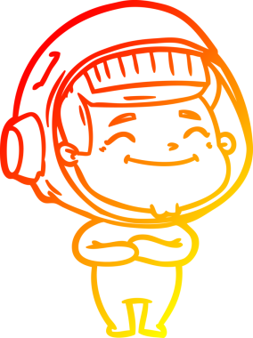 Bir insan tarafından çizilmiş mutlu bir astronotun sıcak çizgi çizimi