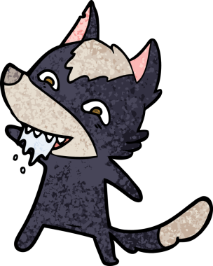 Bir insan tarafından çizilmiş aç kurt çizgi filmi.