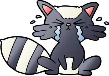 Bir insan tarafından çizilmiş ağlayan rakun çizgi filmi.