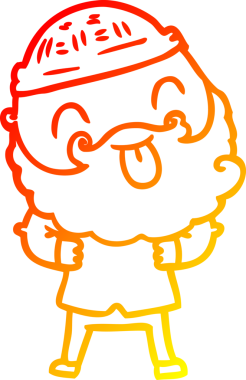 Sakallı bir adamın insan tarafından çizilmiş sıcak bir çizgi çizimi.