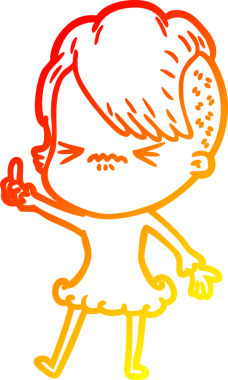 Bir insan tarafından çizilmiş, kızgın bir hipster kızın çizgi çizimi.