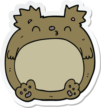 Bir insan tarafından çizilmiş çizgi film ayısının çıkartması.