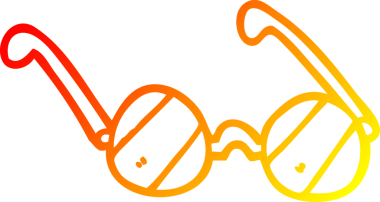 Bir insan tarafından çizilmiş çizgi film gözlüğünün sıcak gradyan çizimi