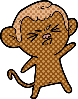 Bir insan tarafından çizilmiş sinir bozucu bir maymun.