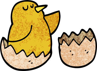 Grunge desenli çizim karikatür kuluçkaya yatan bir insan tarafından çizilmiş kuş.