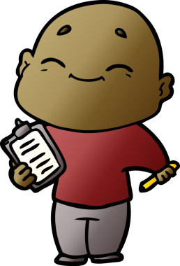 Bir insan tarafından çizilmiş mutlu, kel adam.