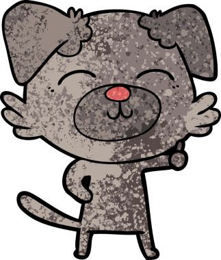 Bir insan tarafından çizilmiş çizgi film köpeği.