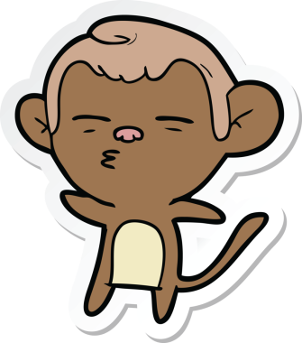 Bir insan tarafından çizilmiş şüpheli bir maymunun çıkartması.