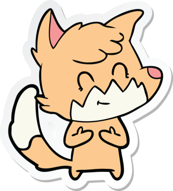 Bir insan tarafından çizilmiş bir çizgi film tilkisinin çıkartması.