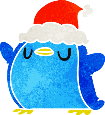 Bir insan tarafından çizilmiş Kawaii pengueninin eski bir karikatürü.