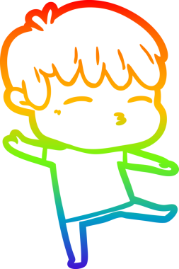 Gökkuşağı gradyanı çizimi Bir insan tarafından çizilmiş meraklı bir çocuk