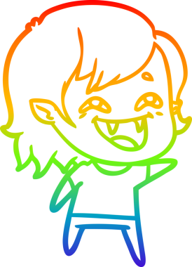 Gökkuşağı gradyan çizgi çizimi Bir insan tarafından çizilmiş gülen vampir kız çizgi filmi