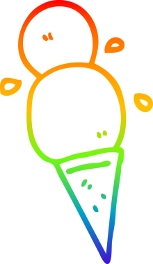 Bir insan tarafından çizilmiş karikatür dondurma külahının çizimi.