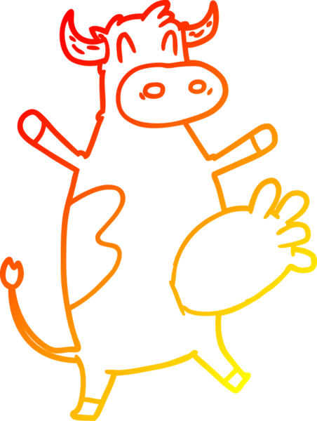 Bir insan tarafından çizilmiş, sallanan bir ineğin sıcak çizgi çizimi.