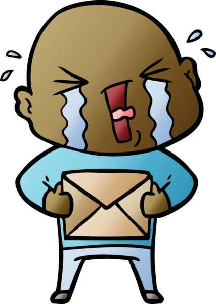 Bir insan tarafından çizilmiş ağlayan kel bir adam.