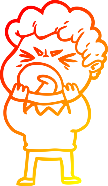 Bir insan tarafından çizilmiş kızgın bir adamın çizgi film çizimi.