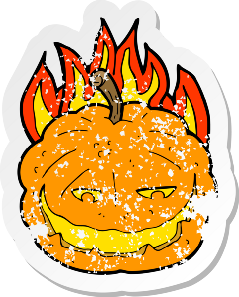 Bir insan tarafından çizilmiş bir cadılar bayramı balkabağının gerilimli yapıştırması.