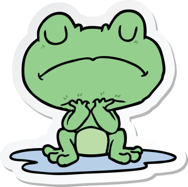 Bir insan tarafından çizilmiş su birikintisinde bir kurbağanın çıkartması.