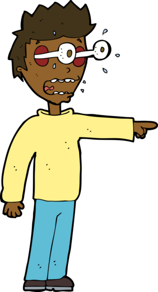 Bir insan tarafından çizilmiş gözleri olan çizgi film adamı.