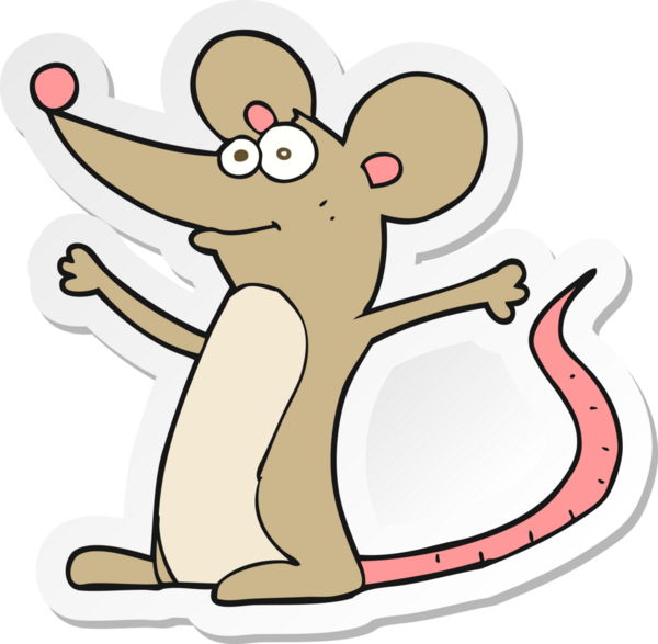 Bir insan tarafından çizilmiş çizgi film faresinin çıkartması.