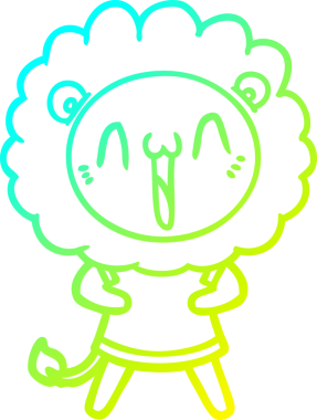 Bir insan tarafından çizilmiş mutlu çizgi film aslanı çizimi.