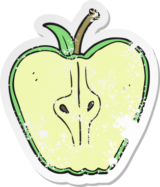 Bir insan tarafından çizilmiş elma karikatürünün gerilimli yapıştırması.