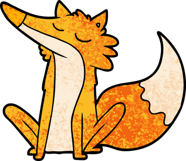 Bir insan tarafından çizilmiş tilki çizgi film karakteri