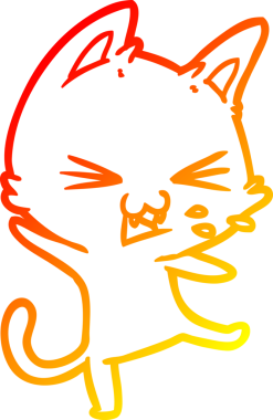 Bir çizgi film kedisinin insan tarafından çizilmiş öfke nöbeti çizimi.