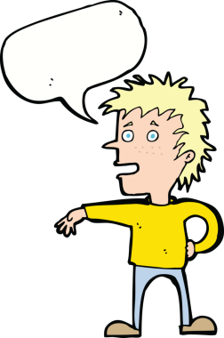 Çizgi filmci, bir insan tarafından çizilmiş konuşma balonuyla saygısız bir jest yapıyor.